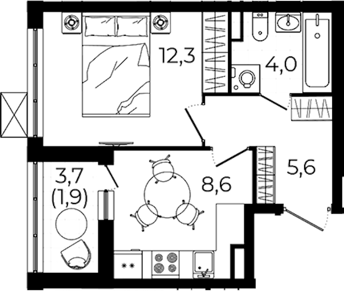 1-комнатная квартира 32.4 м², 10/12 эт., ЖК «А101 Всеволожск»